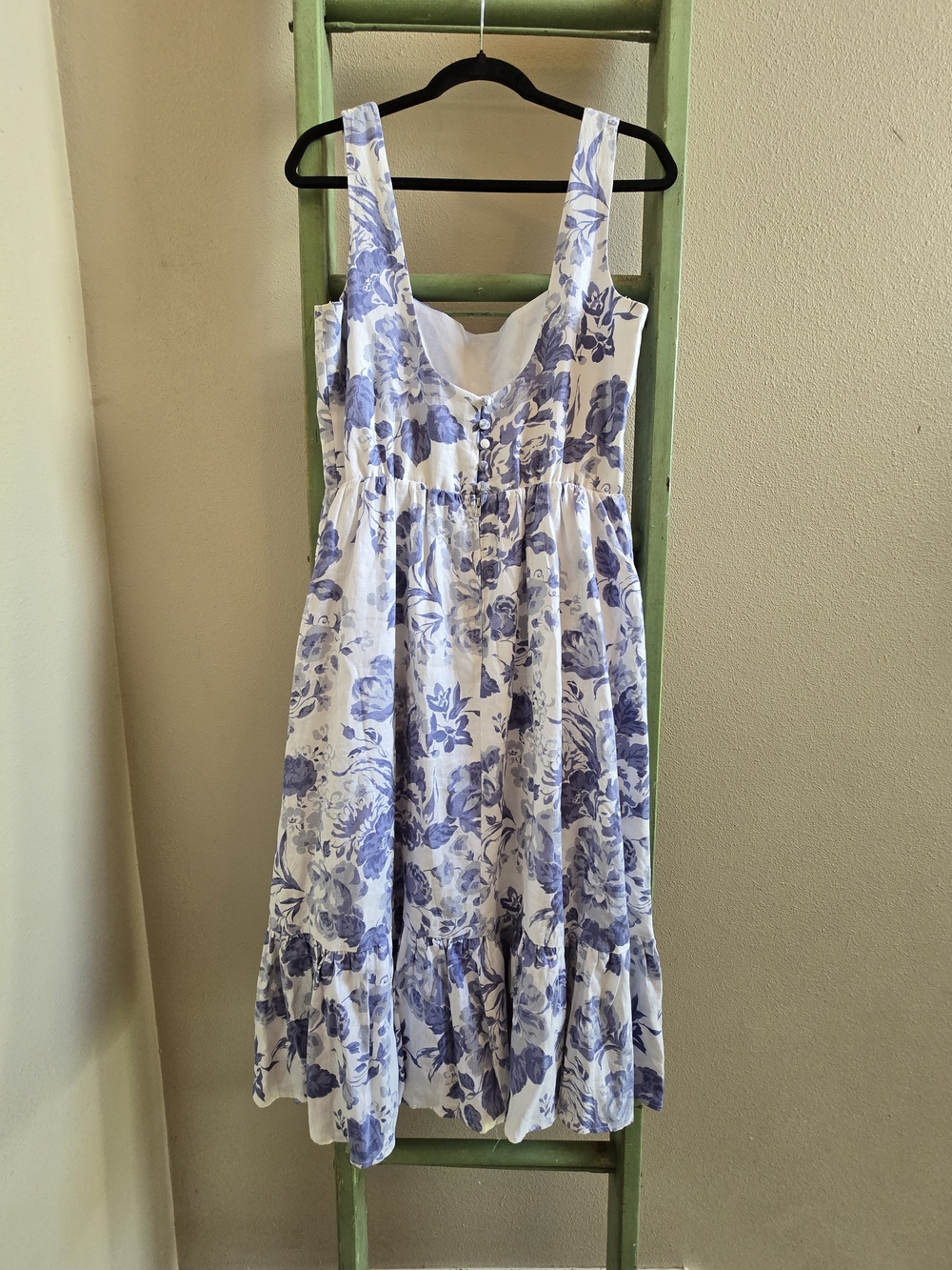 Reformation Bucatini Linen Midi Dress in Blue/White Lucerne Floral Print. Sz 10 - Picture 4 of 9